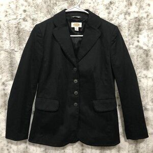 Talbots Women's Black Stretch Wool Blend Button Up Blazer Size 4
